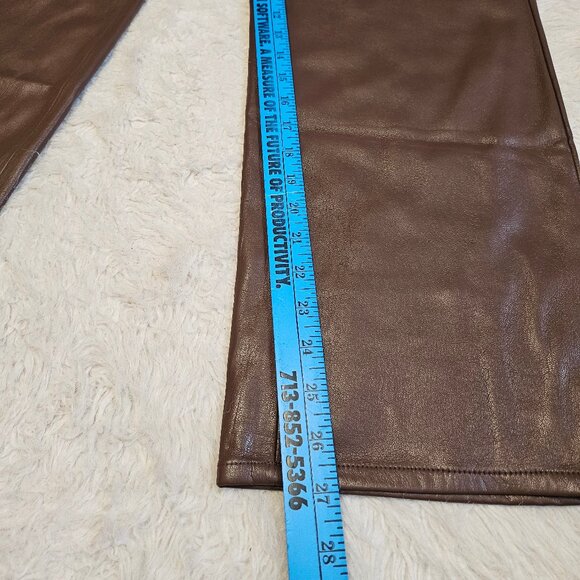 Chico's Women's Brown 5 Pockets Faux Leather High Rise Straight Legs Pants 3R/L - Picture 6 of 8